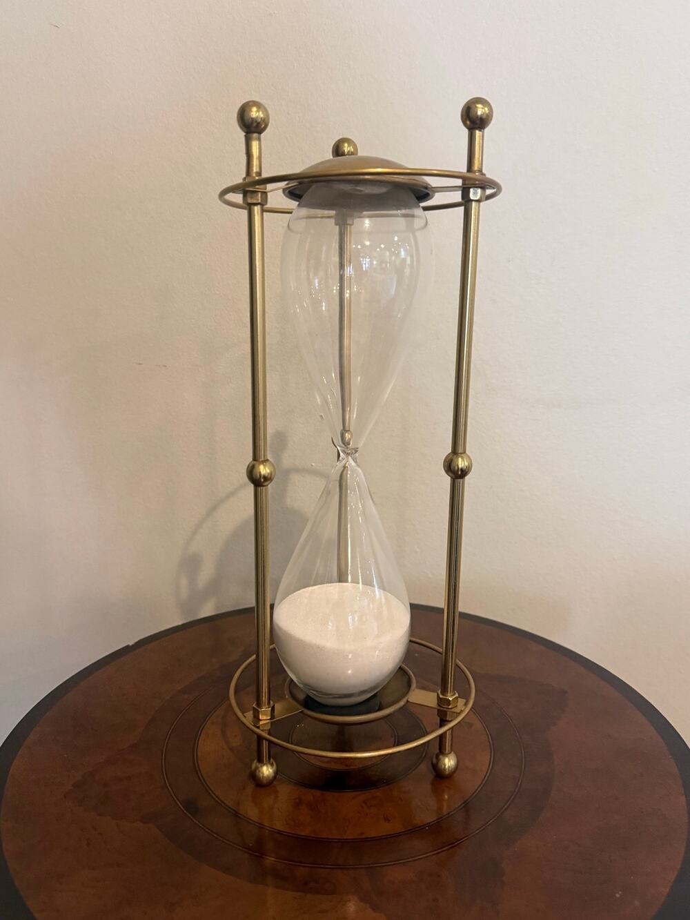Large 14" Vintage Brass Hourglass Sand Timer | 3-Pillar Antique Brass Decor